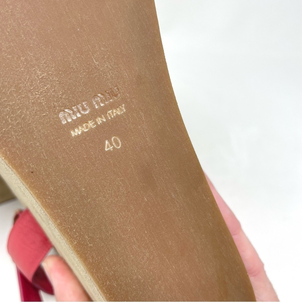 New Miu Miu Pink Leather Flatform Sandals Size 40 - Picture 11 of 14